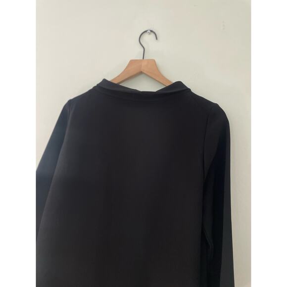 COS Folded Collar Top Size 6 Black Solid Neutral Minimalist Mod 3/4 Sleeves - Picture 8 of 9